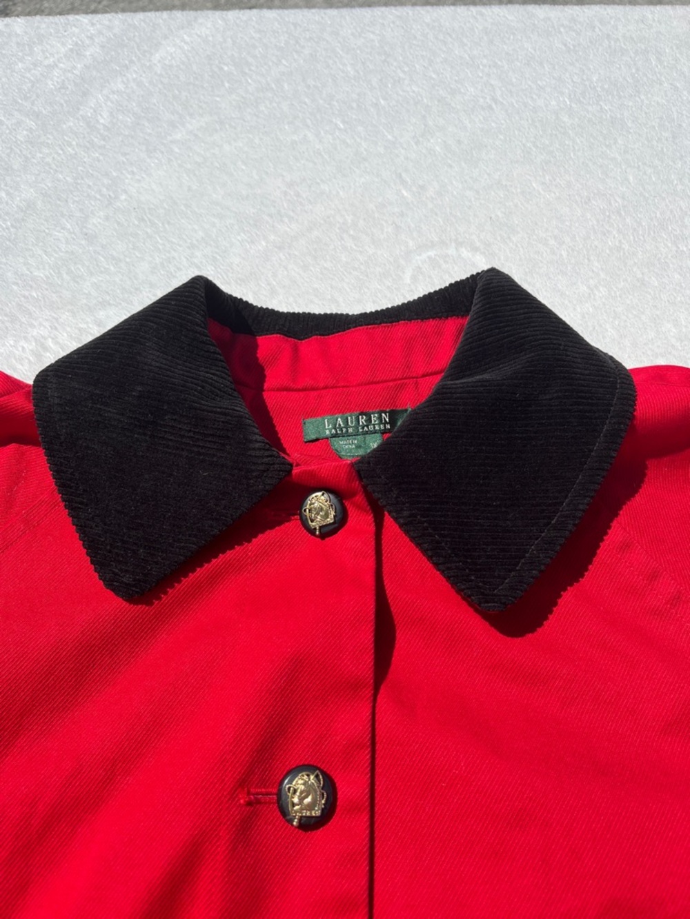 Lauren Ralph Lauren Red Equestrian Barn Coat Corduroy Collar 1X - Picture 8 of 13